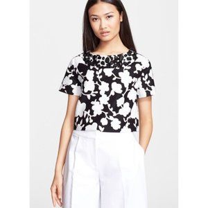Kate Spade Leafy Cap Sleeve Top  Dive Right In Black
